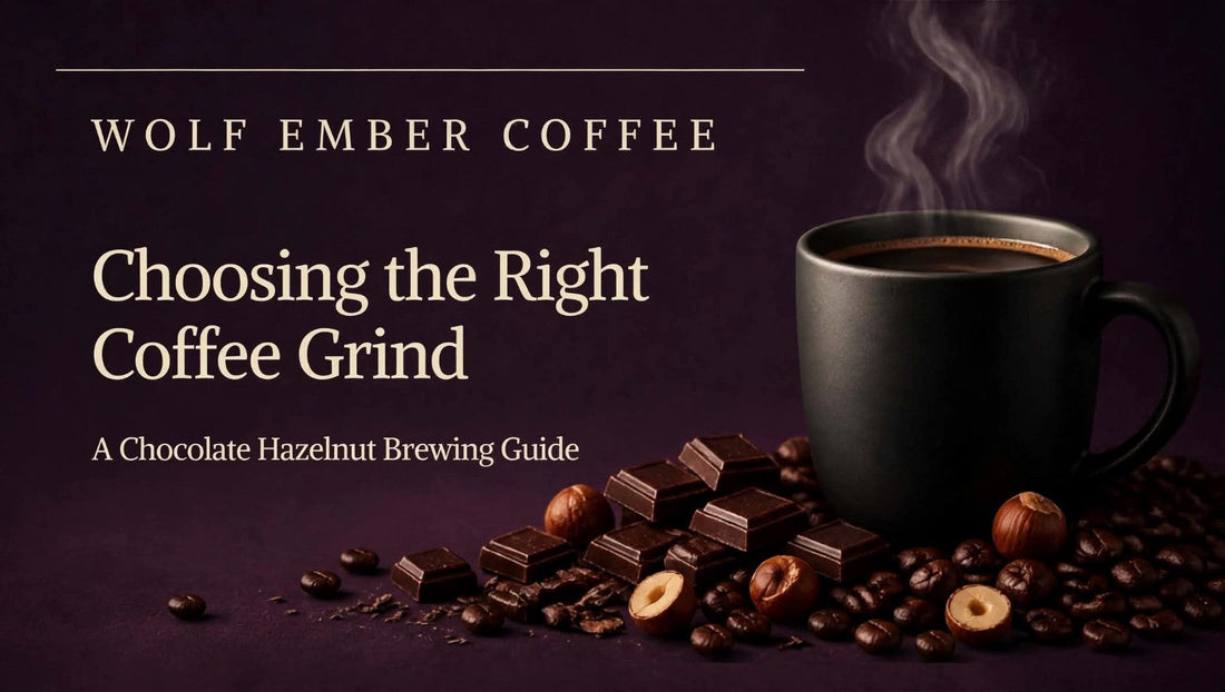 Coffee grind guide featuring Wolf Ember Chocolate Hazelnut Coffee