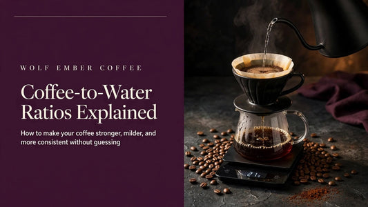 Coffee scale and pour-over setup illustrating coffee-to-water ratios