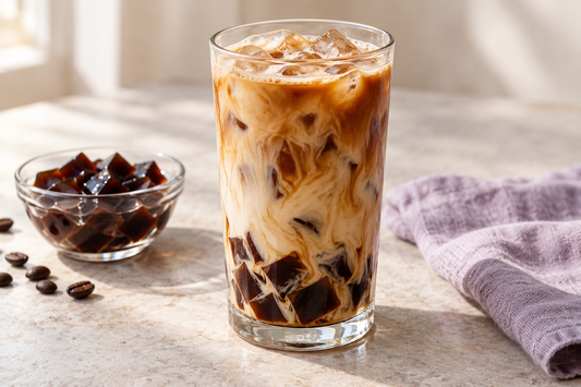 French Roast Coffee Jelly Iced Latte prepared according to the Wolf Ember recipe