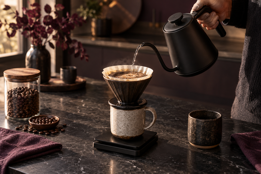 Pour-over coffee brewing setup