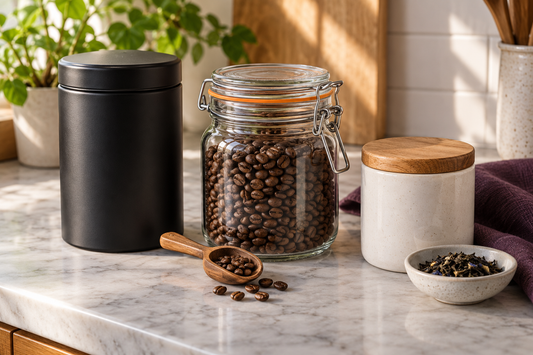 Several practical airtight storage containers for coffee and tea