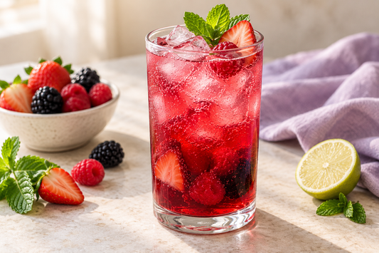 Hibiscus Berry Sparkling Berry Refresher prepared according to the Wolf Ember recipe