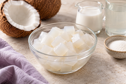Homemade Coconut Jelly Cubes prepared according to the Wolf Ember recipe