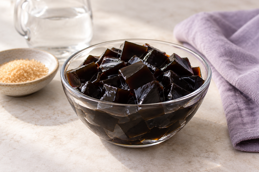 Homemade Grass Jelly prepared according to the Wolf Ember recipe