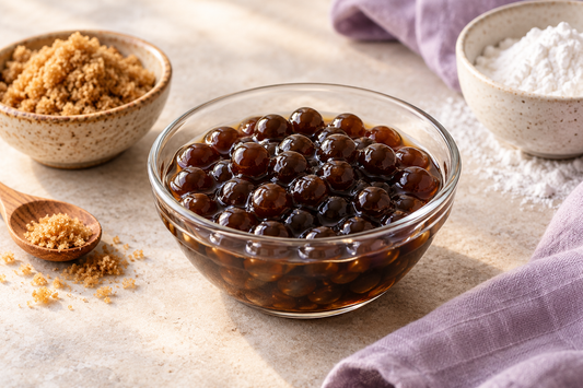 Homemade Tapioca Pearls for Boba Tea prepared according to the Wolf Ember recipe
