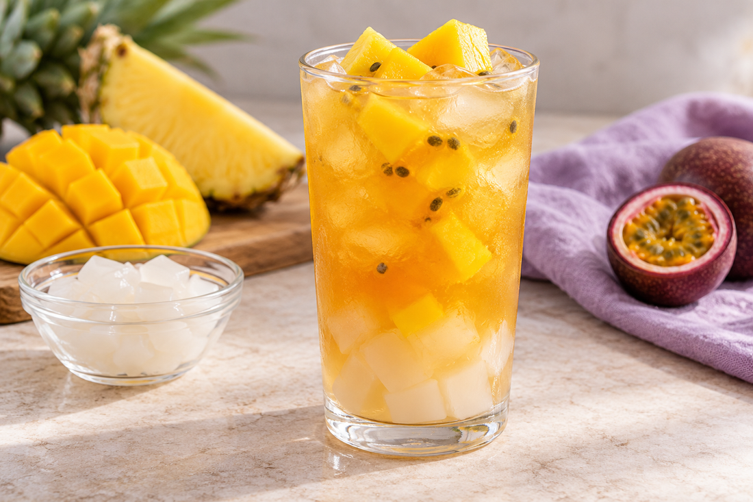 Mango Treat Coconut Jelly Tropical Tea prepared according to the Wolf Ember recipe