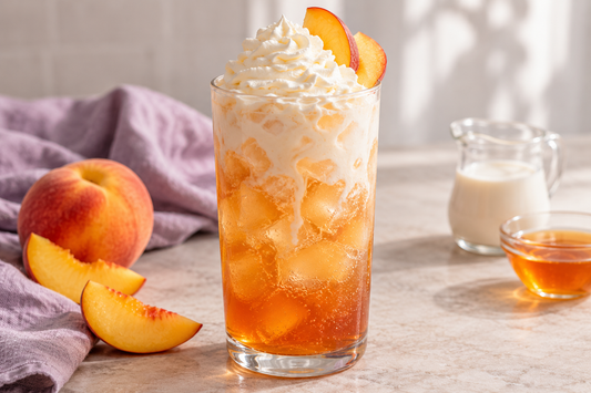 Peach Paradise Italian Cream Soda Tea prepared according to the Wolf Ember recipe