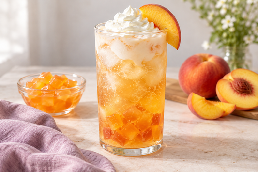 Peach Paradise Peach Jelly Cream Soda Tea prepared according to the Wolf Ember recipe