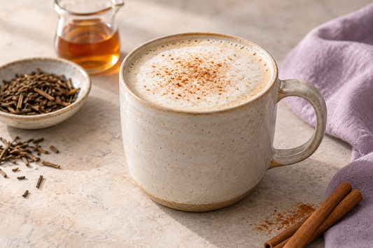 Vanilla Hōjicha Latte prepared according to the Wolf Ember recipe