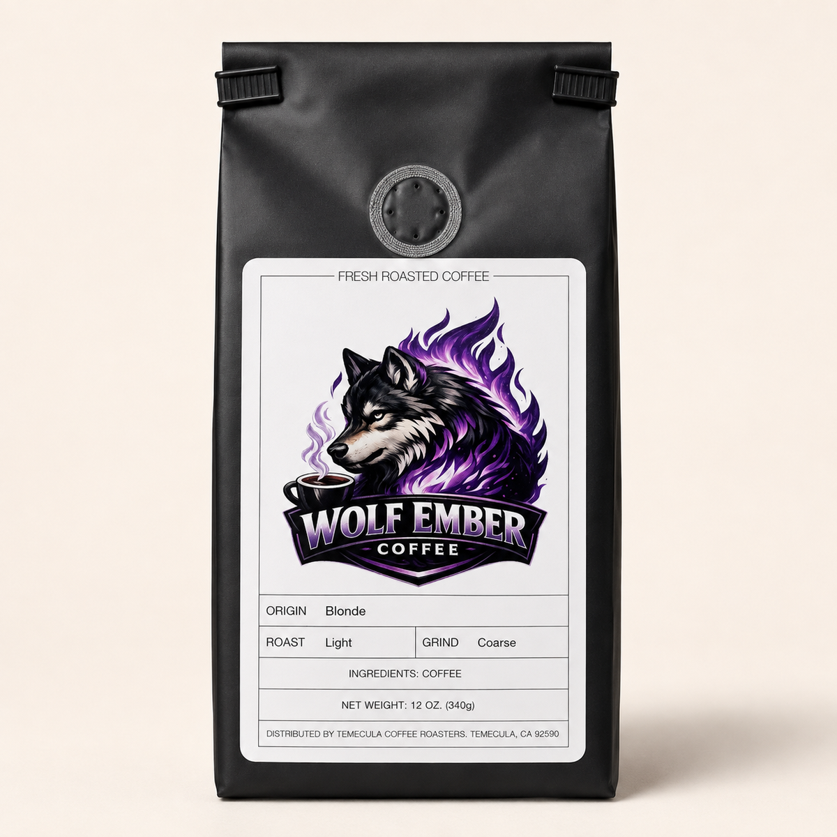 Wolf Ember Coffee Blonde light roast, coarse grind, 12 oz bag