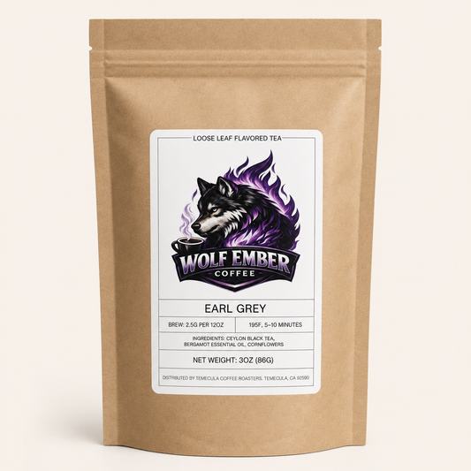 Wolf Ember Coffee Earl Grey loose-leaf tea, 3 oz kraft pouch