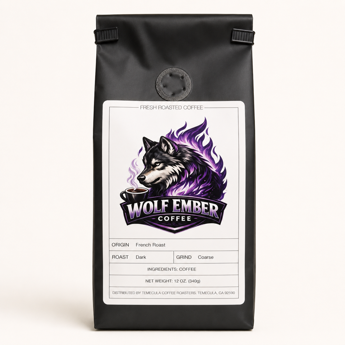 Wolf Ember Coffee French Roast dark roast, coarse grind, 12 oz bag
