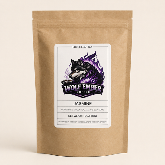Wolf Ember Coffee Jasmine loose-leaf tea, 3 oz kraft pouch
